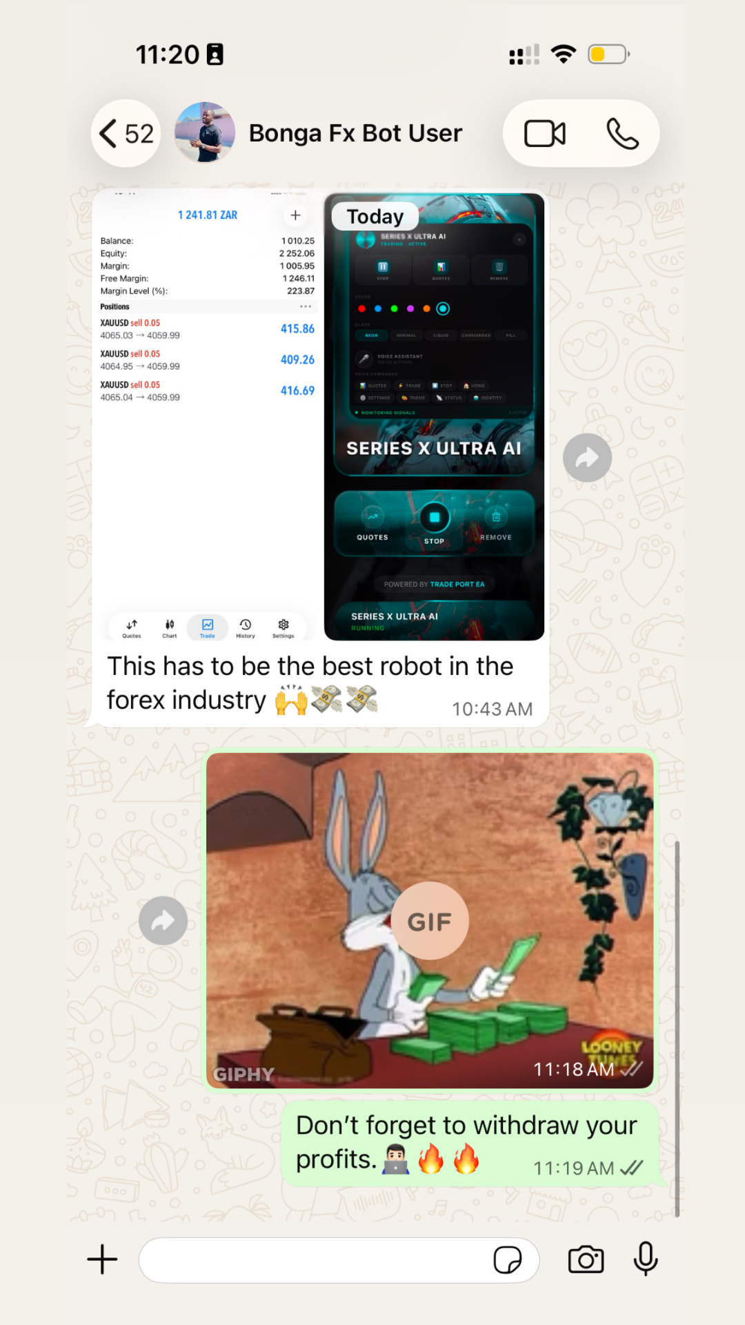 Client trading result: Best robot in the forex industry