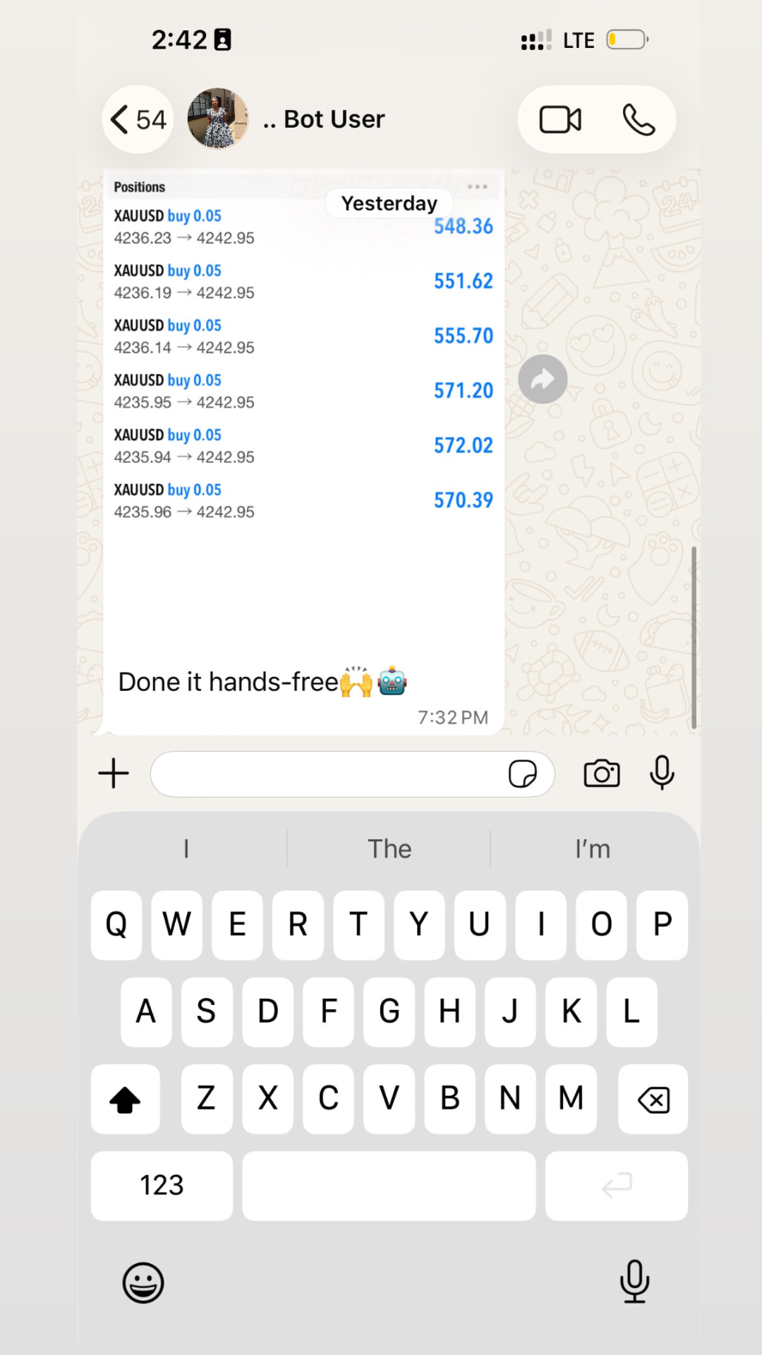 Client trading result: Done it hands-free